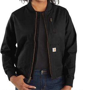 EUC Women’s Carhartt Full-Zip Bomber Jacket Relaxed Fit Black size Large (12/14)